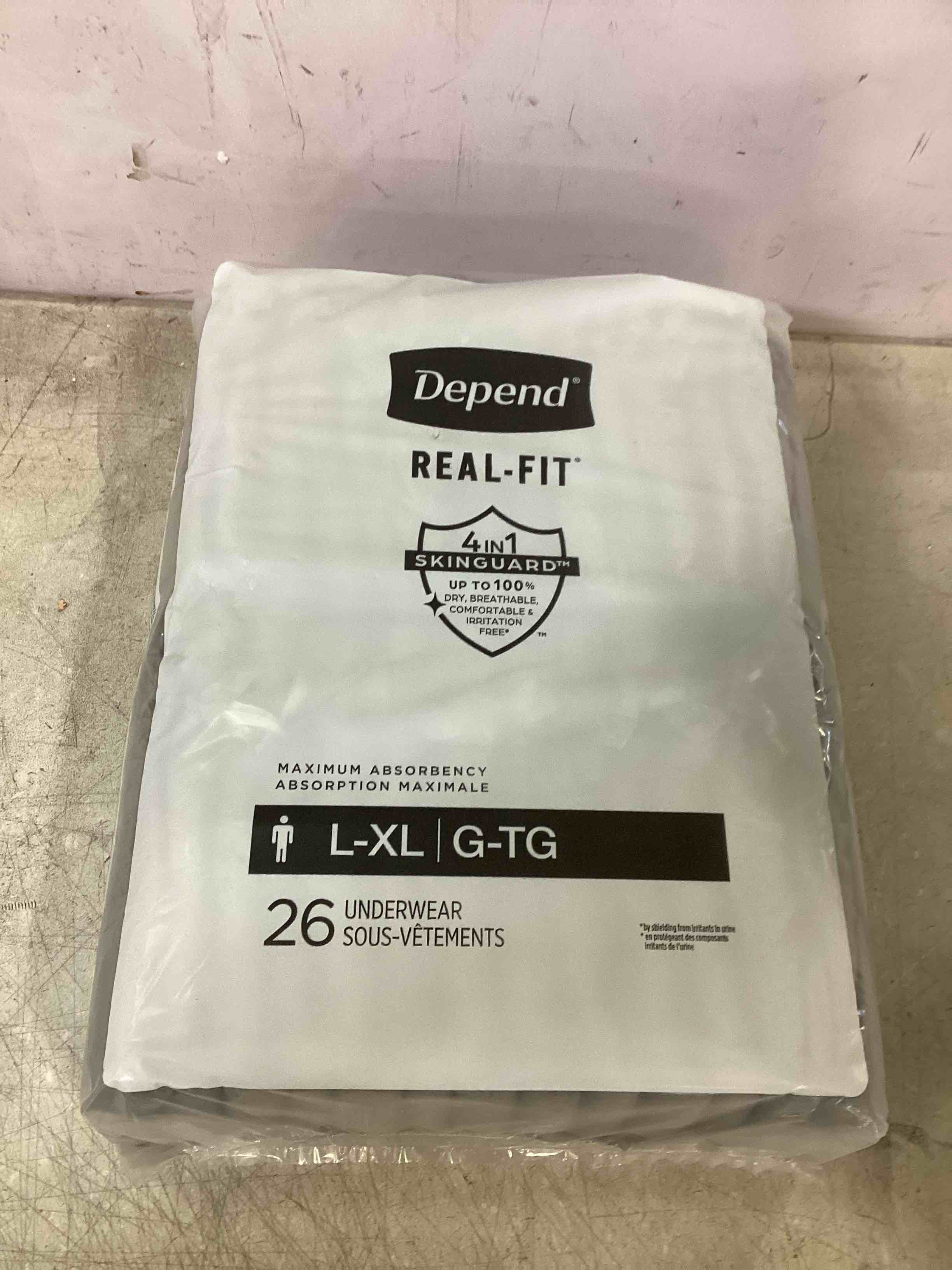 Depend Real Fit Incontinence Adult Underwear for Men L/XL Grey 26Ct