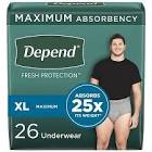 Depend Real Fit Incontinence Adult Underwear for Men L/XL Grey 26Ct