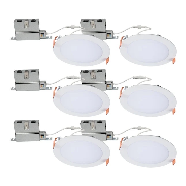 LED 6" Wafer Ultra-Slim Downlight, Selectable Color Temperature, 6-Pack