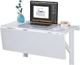 Wall Mounted Floating Folding Table, Drop Leaf Dining Table Small Wooden Desk for Office Home Kitchen(23.6" 15.6" (LW)), White 