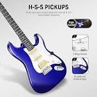 Donner DST-100L 39 Inch Electric Guitar Beginner Kit Full Size Solid Body Purple Sapphire Blue HSS Pick Up Starter Package with Amplifier Online Lesson Bag Digital Tuner Capo Strap String Cable Picks