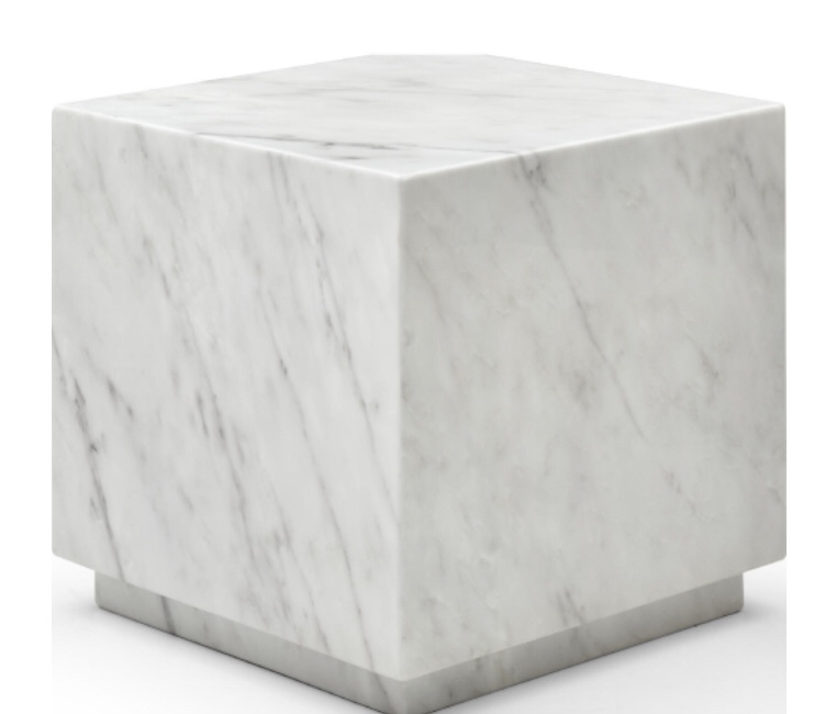 Iris Square Side Table in High Gloss White Marble by Whiteline Modern Living