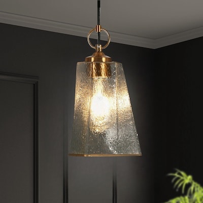 LNC Sduiaor Polished Gold and Black Textured Glass Modern/Contemporary Textured Glass Cone LED Mini Hanging Kitchen Island Light