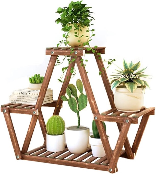 NIREUS Plant Stand Indoor and Outdoor,Wooden Plant Stand Multi Plant Stand is Used for Terrace Living Room Corner Balcony and Garden, Wooden Flower Pot Stand (Y Style)