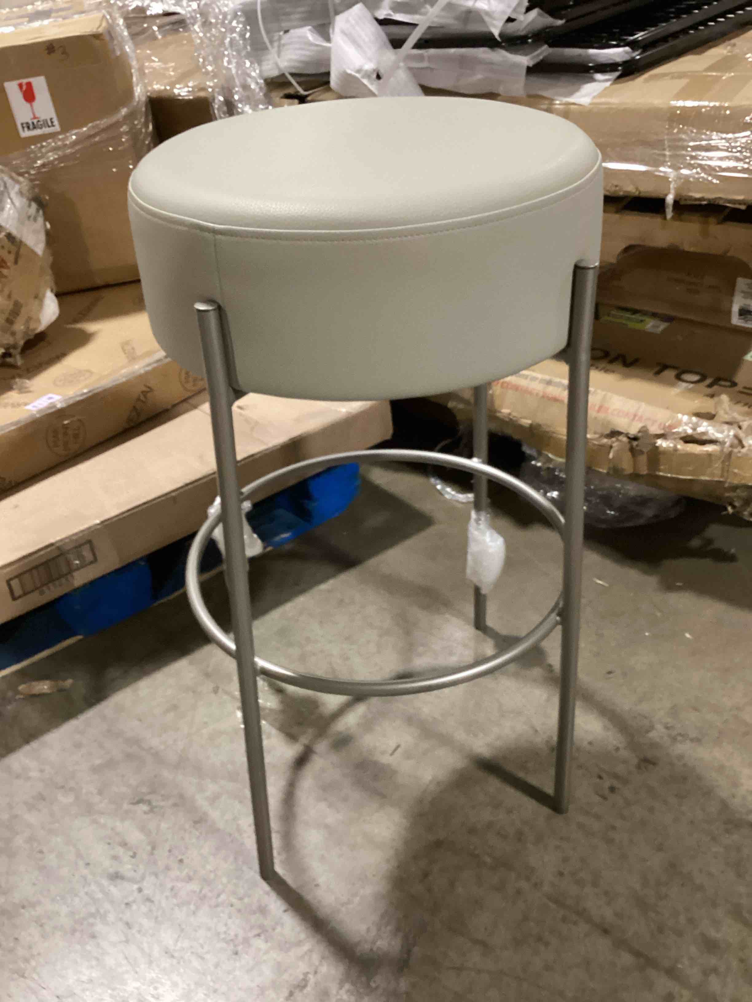 grey leather counter chair 