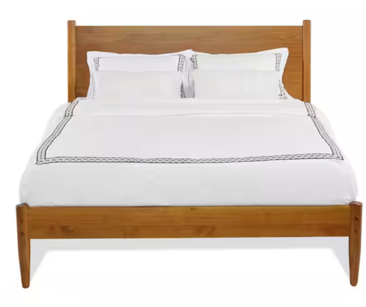 Mid-Century Castanho, Queen Size, Panel Headboard, Platform Bed(incomplete box 2/2)