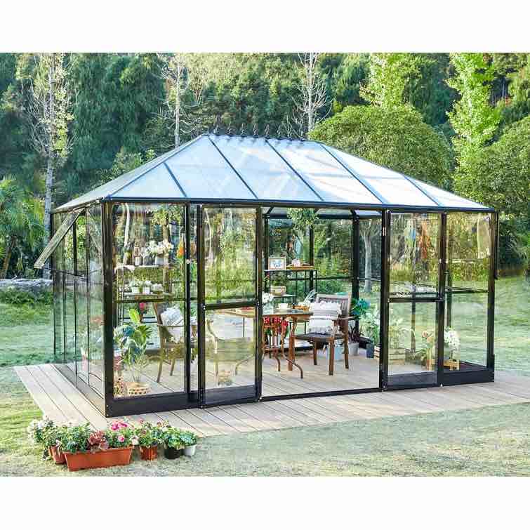 14 x 9.5 x 9 ft. Hybrid Polycarbonate Greenhouse, Aluminum Greenhouse with Quick Connect Fitting(incomplete box b)