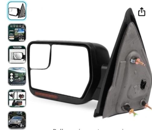 SCITOO fit for Ford for F150 Towing Mirror Reflector with Puddle Lights Black Rear View Mirror fit 2004-2014 for Ford for F150 with Turn Signal Power Control Heated Manual Folding(Driver Side)