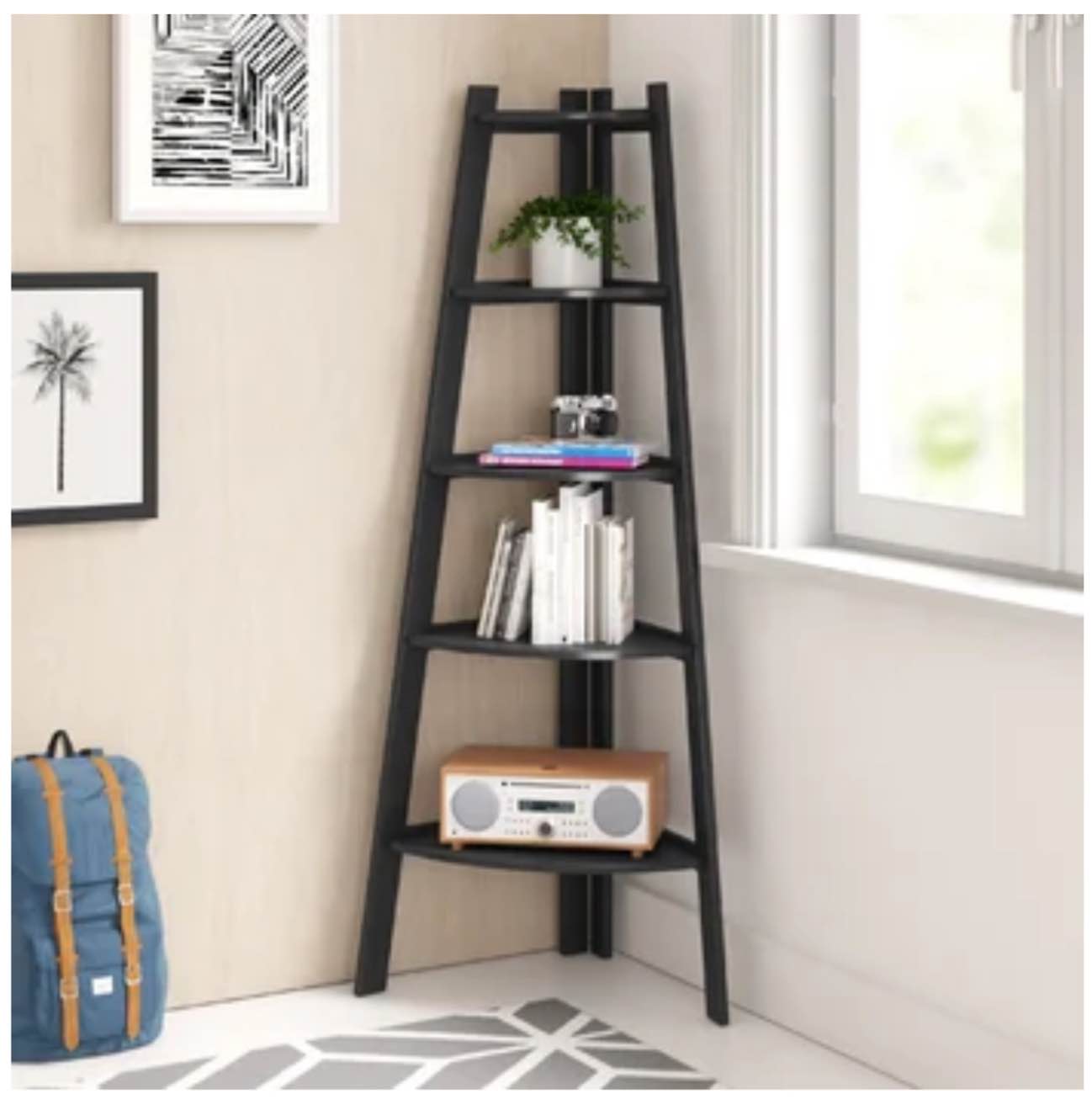 Tisha 63" H x 26.5" W Manufactured Wood Corner Bookcase