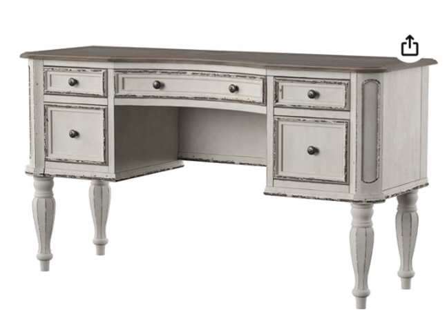 Liberty Furniture Industries Magnolia Manor Vanity Desk, W54 x D18 x H30, White