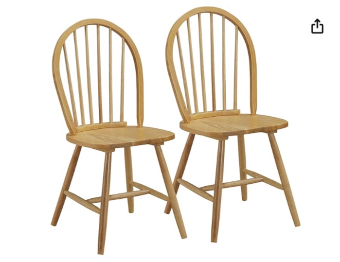 Giantex Set of 2 Windsor Chairs, Wood Dining Chairs, French Country Armless Spindle Back Dining Chairs, Farmhouse Kitchen Dining Room Chairs, Oak Visit the Giantex Store