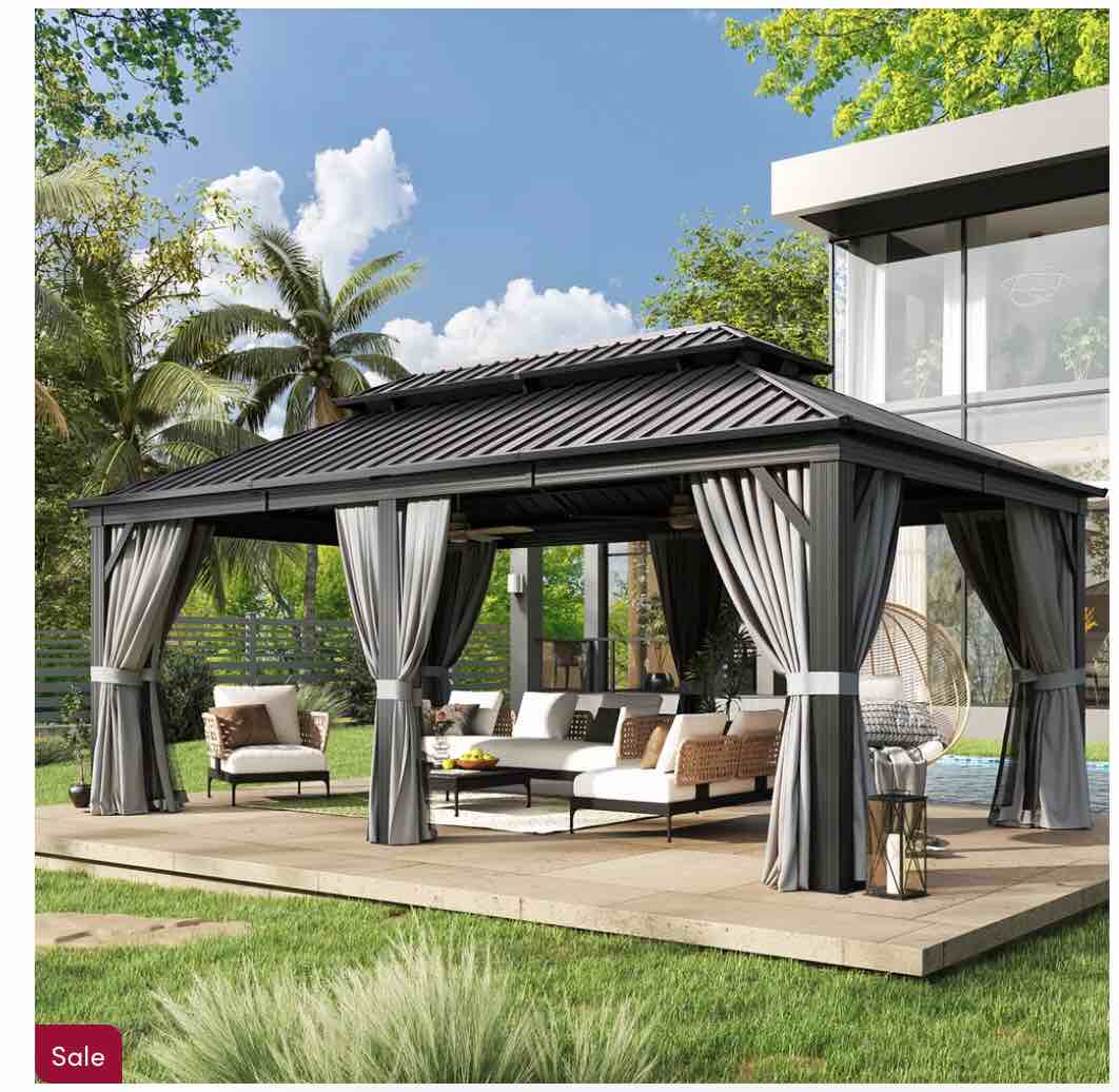 20 Ft. W x 12 Ft. D Aluminum Patio Gazebo ( incomplete box 2 of 5 )