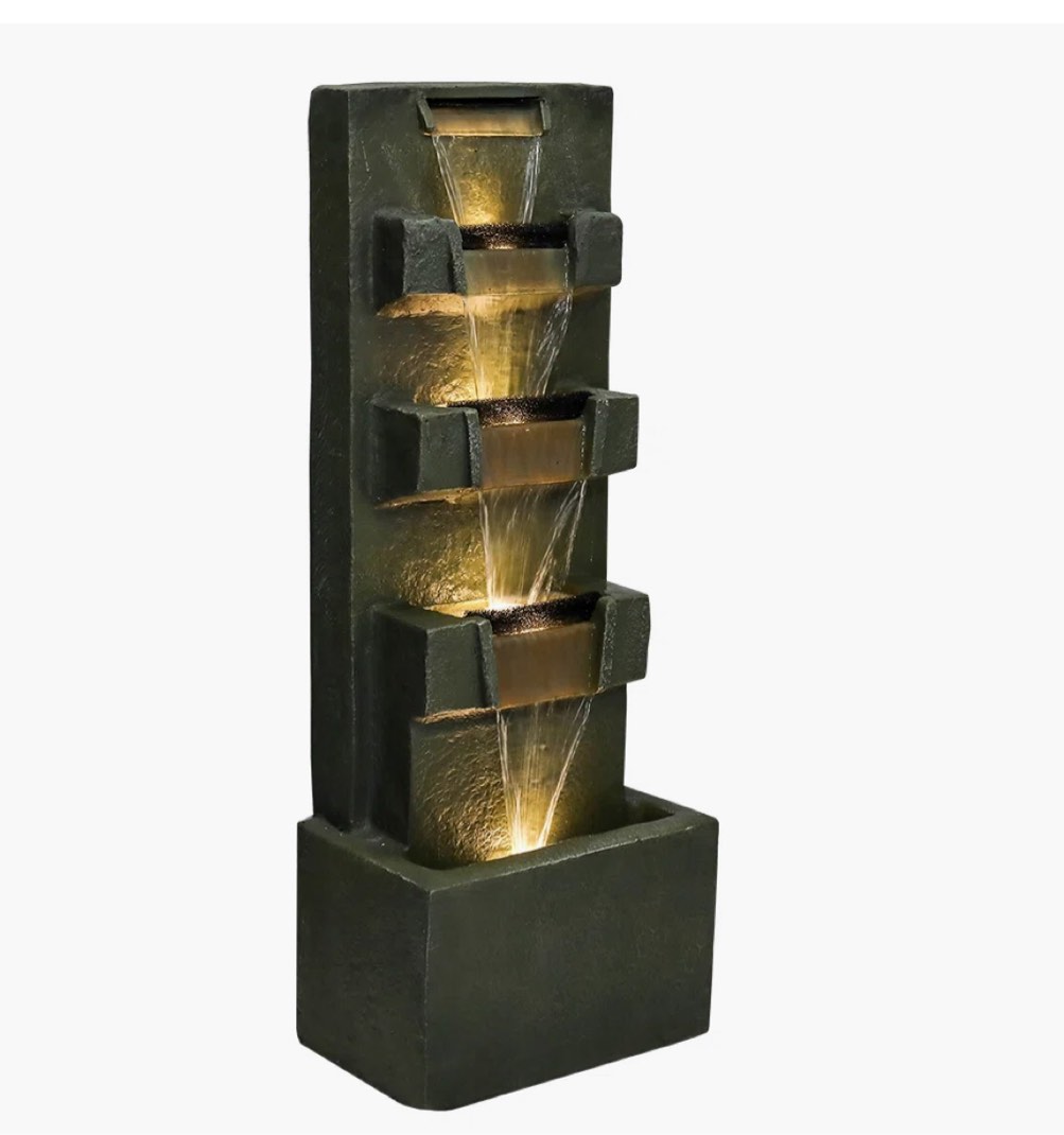 Hightsville Weather Resistant Floor Fountain with Light