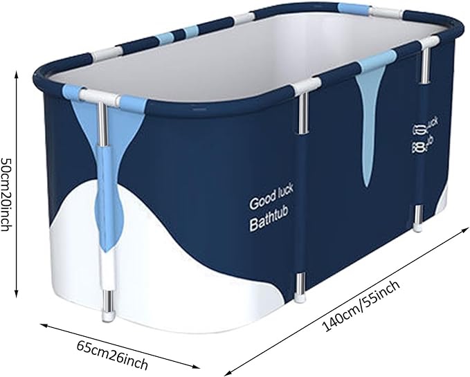 53" Extra Large Portable Foldable Bathtub with Metal Frame for Adult, Family SPA Soaking Tub with Cover for Small Bathroom , Thicken Multiple Layer Bathtub with Lid (53" Milk with Metal Frame)