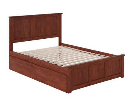 Amear Solid Wood Storage Platform Bed with Under Bed Drawers