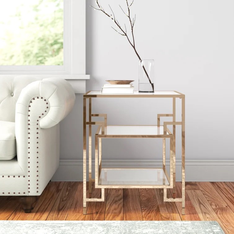 Pridmore Glass End Table with Storage