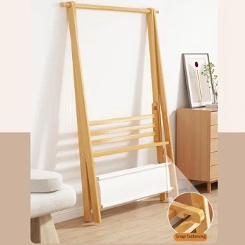 Nashiem 26" W Clothing Garment Rack Clothes Rack Wooden with 2 Tier Shelves