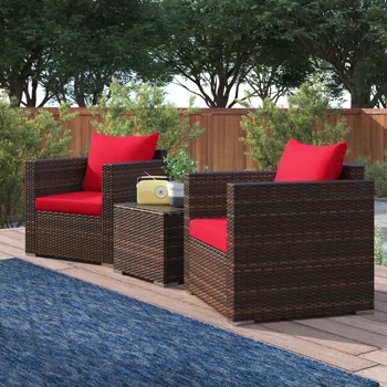 Alycen 3 Piece Rattan Seating Group with Cushions (incomplete 1 box only)