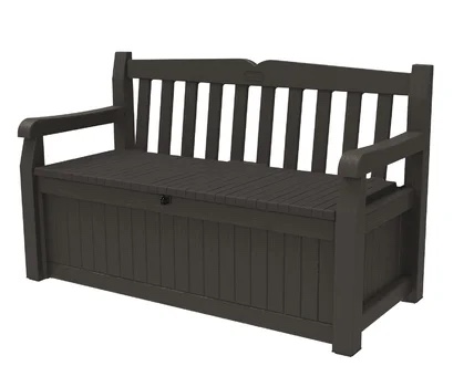 Keter Solana 70 Gallon Durable Resin Outdoor Storage Bench Deck Box For Furniture and Supplies