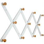 SKOLOO Accordion Wall Hanger, Modern Expandable Coat Rack Wall Mounted, Solid Wooden Wall Hat Rack, 20 Peg, Natural & White