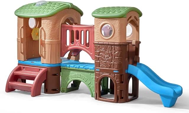 Step2 Clubhouse Climber Playset for Kids, Ages 2 –6 Years Old, Two Toddler Slides and Climbing Wall, Play Gym with Elevated Playhouse, Kids Outdoor Playground sets for Backyards