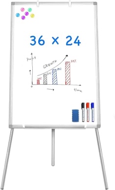 Easel Whiteboard - Magnetic Portable Dry Erase 36 x 24 Tripod Height Adjustable, 3' x 2' Flipchart Easel Stand White Board for Office or Teaching at Home & Classroom (36x24 White)