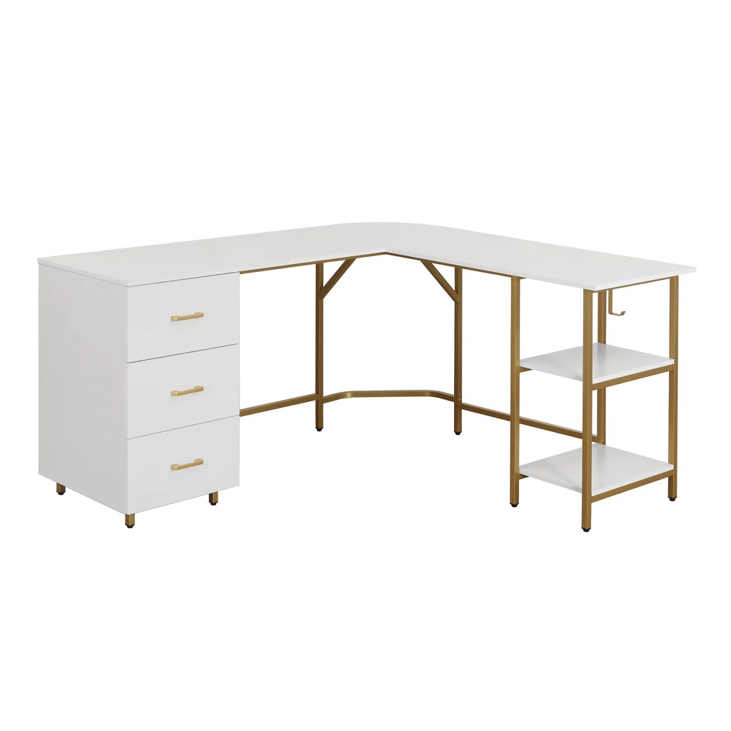 L-SHAPE HOME OFFICE TWO-TONE DESK WITH STORAGE ( BOX 2 OF 2 ONLY )