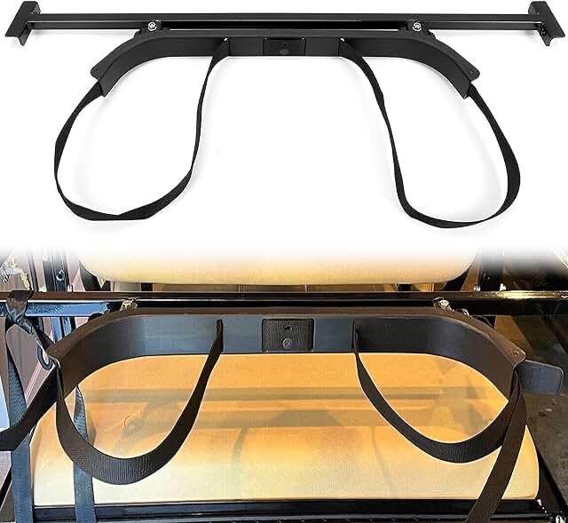 KUAFU Universal Golf Cart Bag Holder Bracket Compatible with Club Car EZGO Yamaha Golf Cart 41.6"-43.5" Wide Rear Seat Kit Rear Flip Seat Golf Bag Attachment
