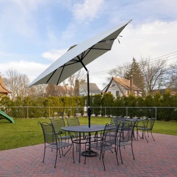 Yvonne 108.2'' x 72.4'' Rectangular Lighted Market Umbrella white