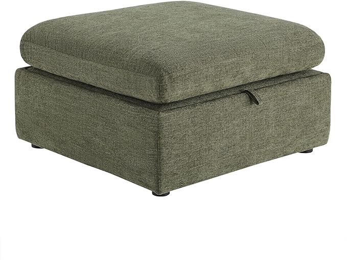 CHITA 40 Inch Upholstered Square Modular Storage Ottoman for Sectional Sofa,Storage Ottoman Footrest and Seat Cube for Living Room, Moss Green Visit the CHITA Store