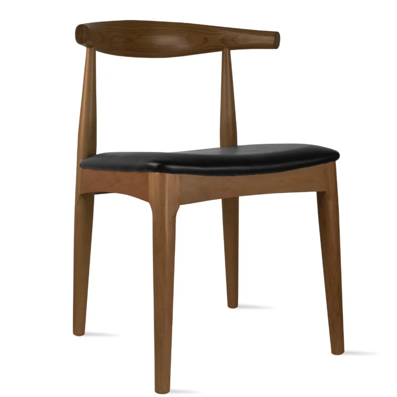 Solid Real Wood PU Leather Cushion Seat Dining Chair