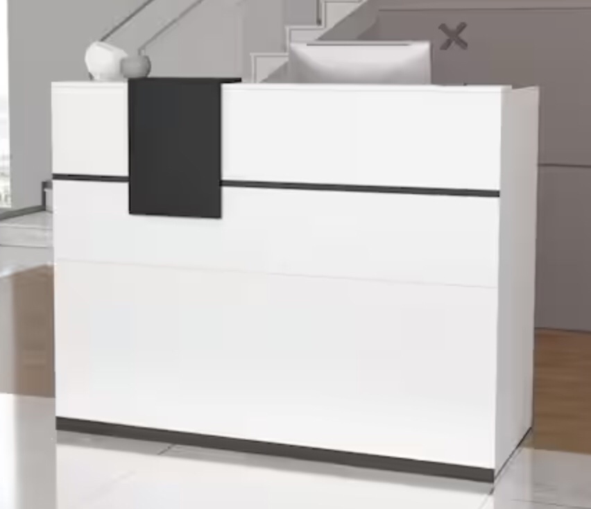 Rectangular Wood Reception Desk white.  KF250005-01