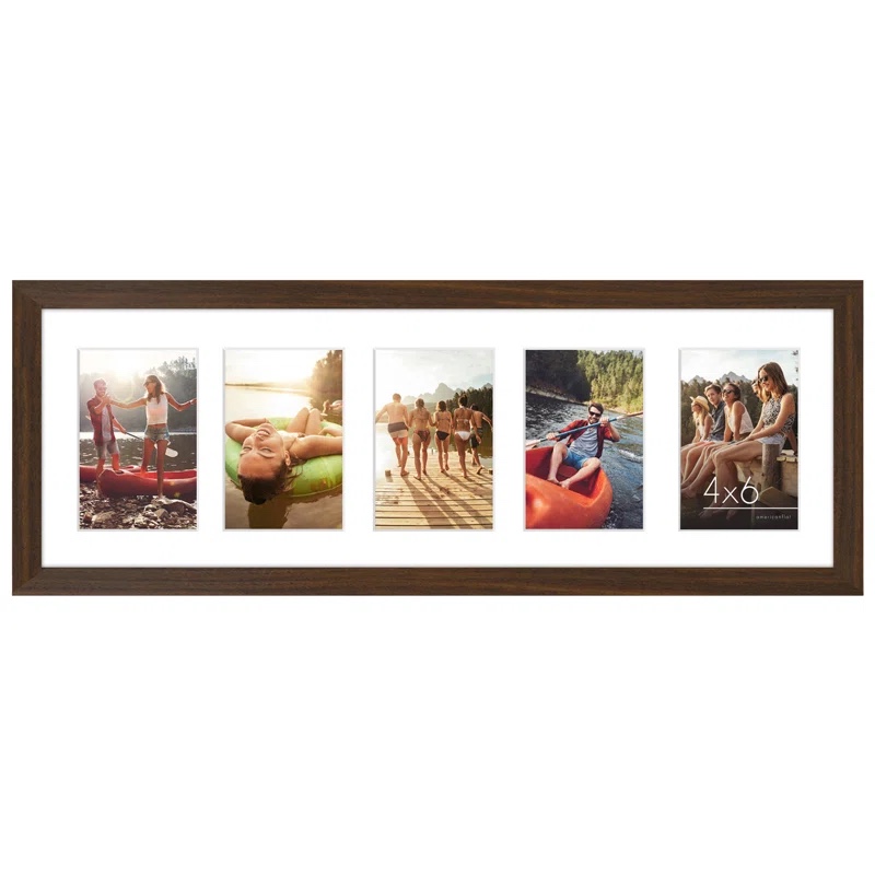 8 x 24 Collage Picture Frame 5 4 x 6 Photos - Composite Wood and Shatter-Resistant Glass