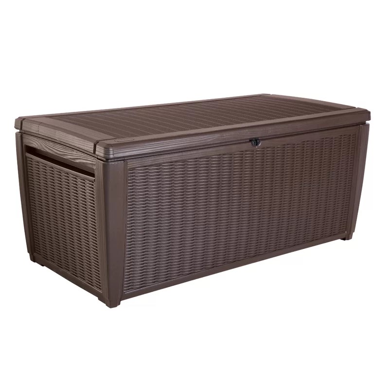Keter Sumatra 135 Gallon Large Durable Resin Outdoor Storage and Organization Deck Box Ideal For Garden Patio Furniture and Supplies