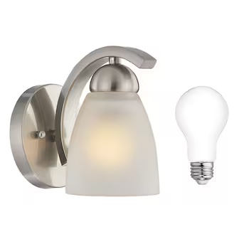 Allen  Roth Brushed Nickel Finish Wall Sconce Marble Washed Glass 0035776