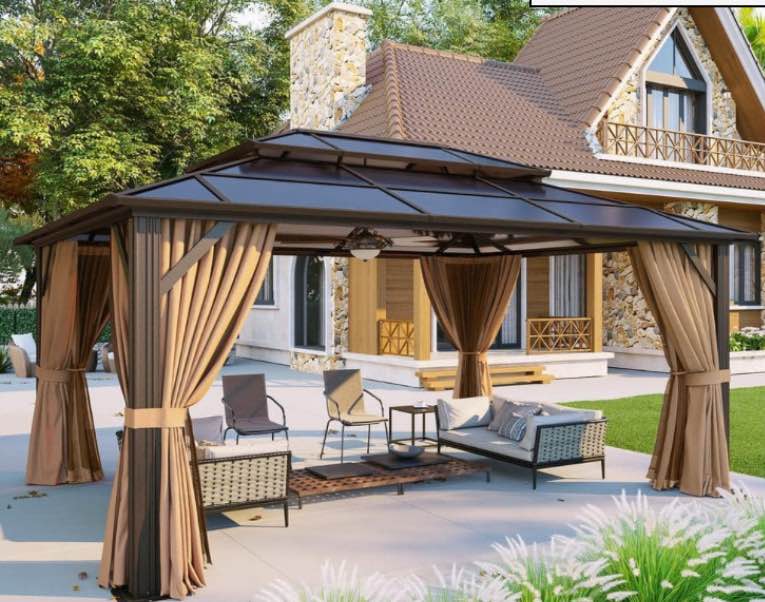 oneinmil Outdoor Polycarbonate Gazebo, 12x16FT *incomplete* *similar to stock photo* 