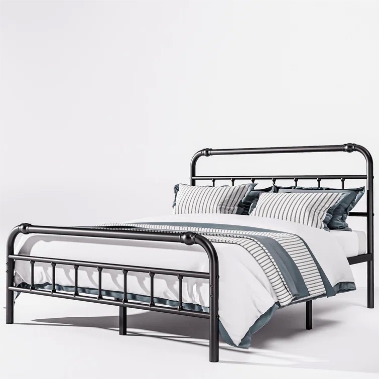 Amylia Heavy Duty Anti-sway 14-inch Steel Tube Iron Bed with Decorative Ball 40 Headboard *size unknown* 