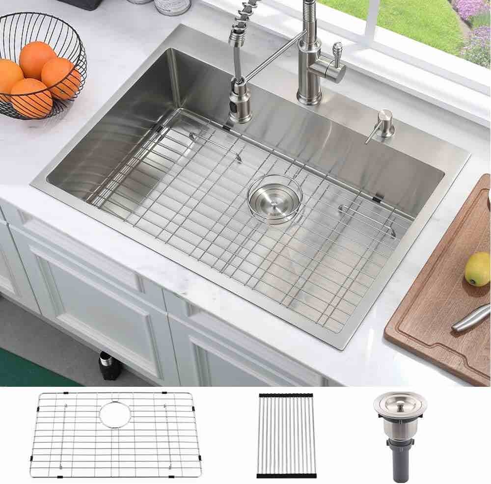 33'' L Drop-In Single Bowl Stainless Steel Kitchen Sink
