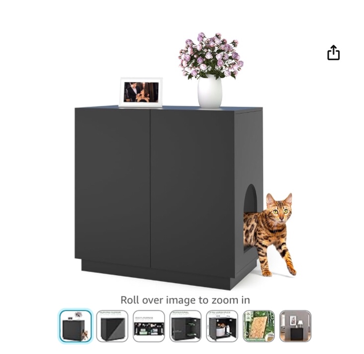 Large Litter Box Enclosure, Modern Cat Litter Box Enclosure Furniture with Storage