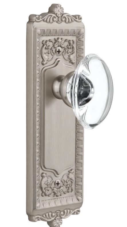 Grandeur Windsor Plate Privacy with Provence Crystal Door Knob