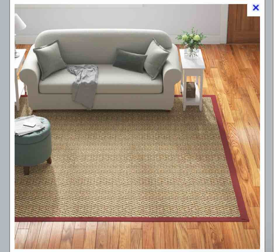 Jeremy Bamboo Slat/Seagrass Brown/Tan/Red Area Rug