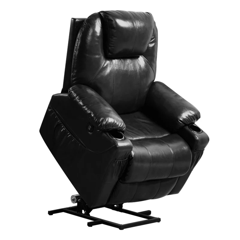 33.5'' Wide Genuine Leather Power Lift Assist Standard Recliner with Massage and Heated (incomplete, Box 2 Of 2)
