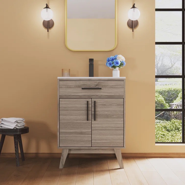 Brigner 25'' Single Bathroom Vanity with Acrylic Top (incomplete, Only Box A) 
