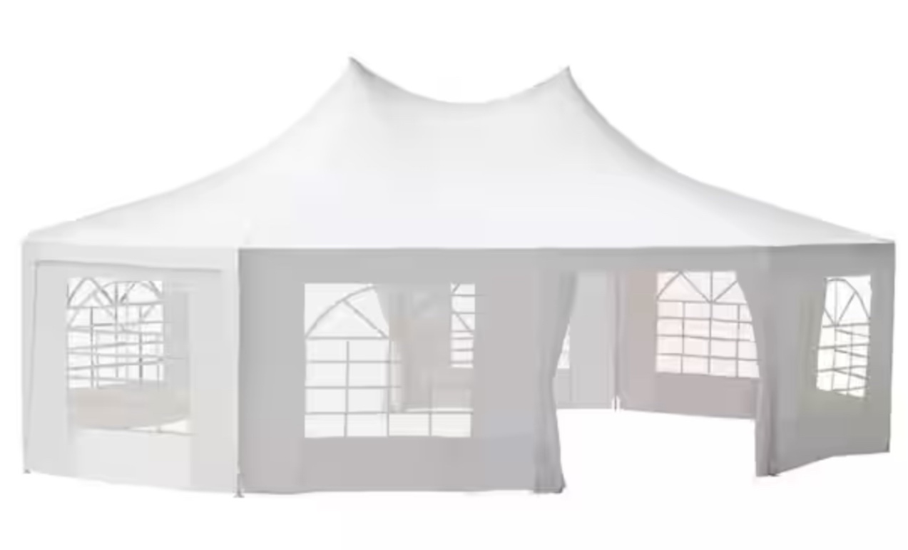 21 ft x 29 ft White Large 10-Wall Event Wedding Gazebo Canopy Tent with Open Floor Design and Weather Protection(incomplete box 2/4)
