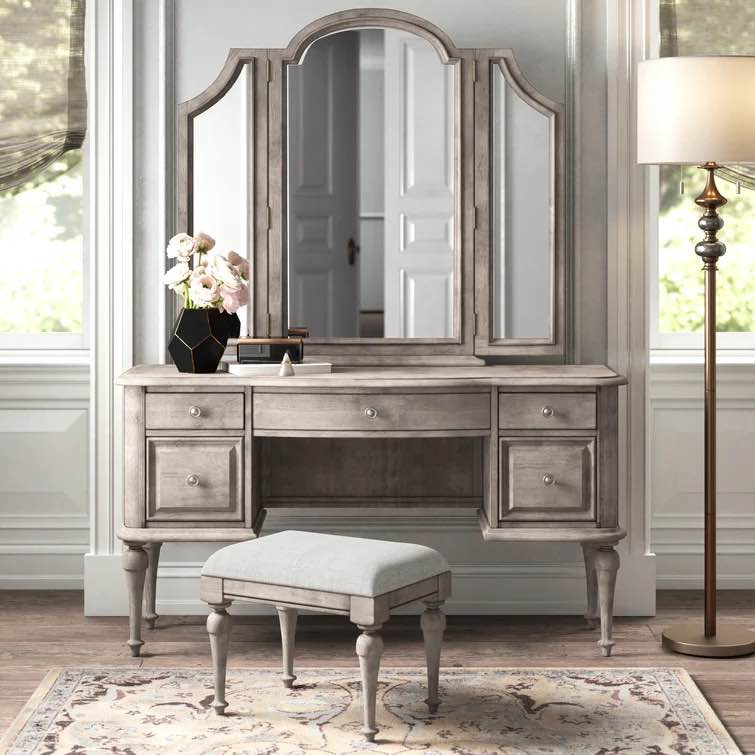 Cecily Vanity Set with Stool and Mirror(incomplete)(stock photo similar but not exact)