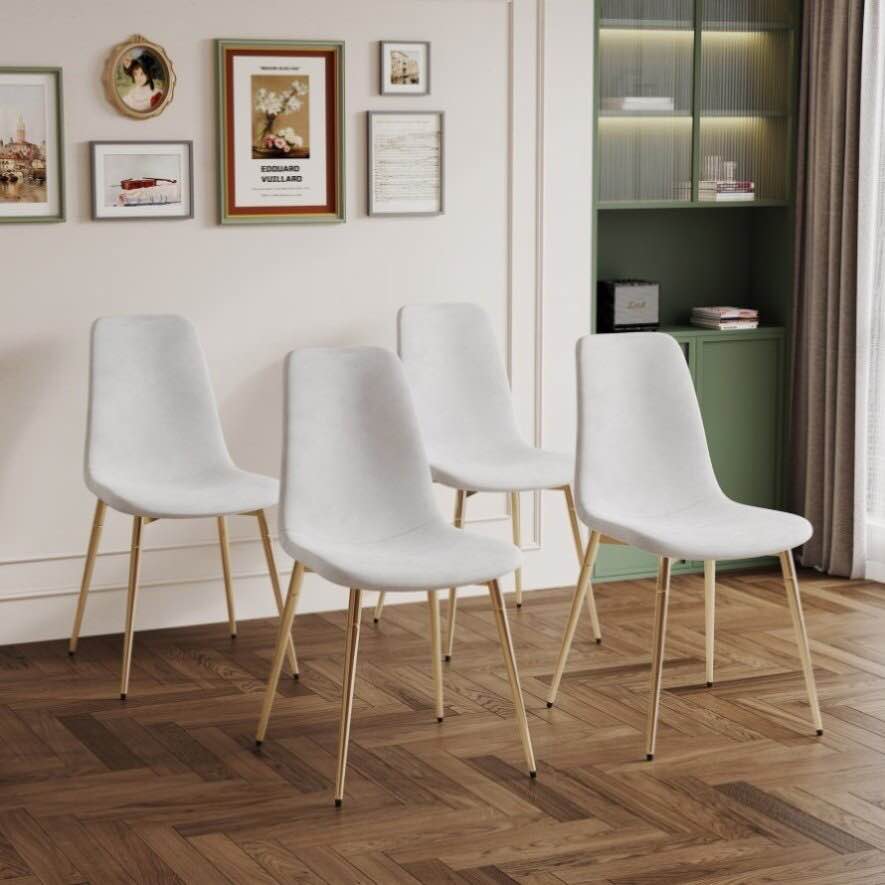 ZNTS Fabric Dining Chairs Set of 4, Upholstered Armless Accent Chairs, Classical Appearance and Metal 