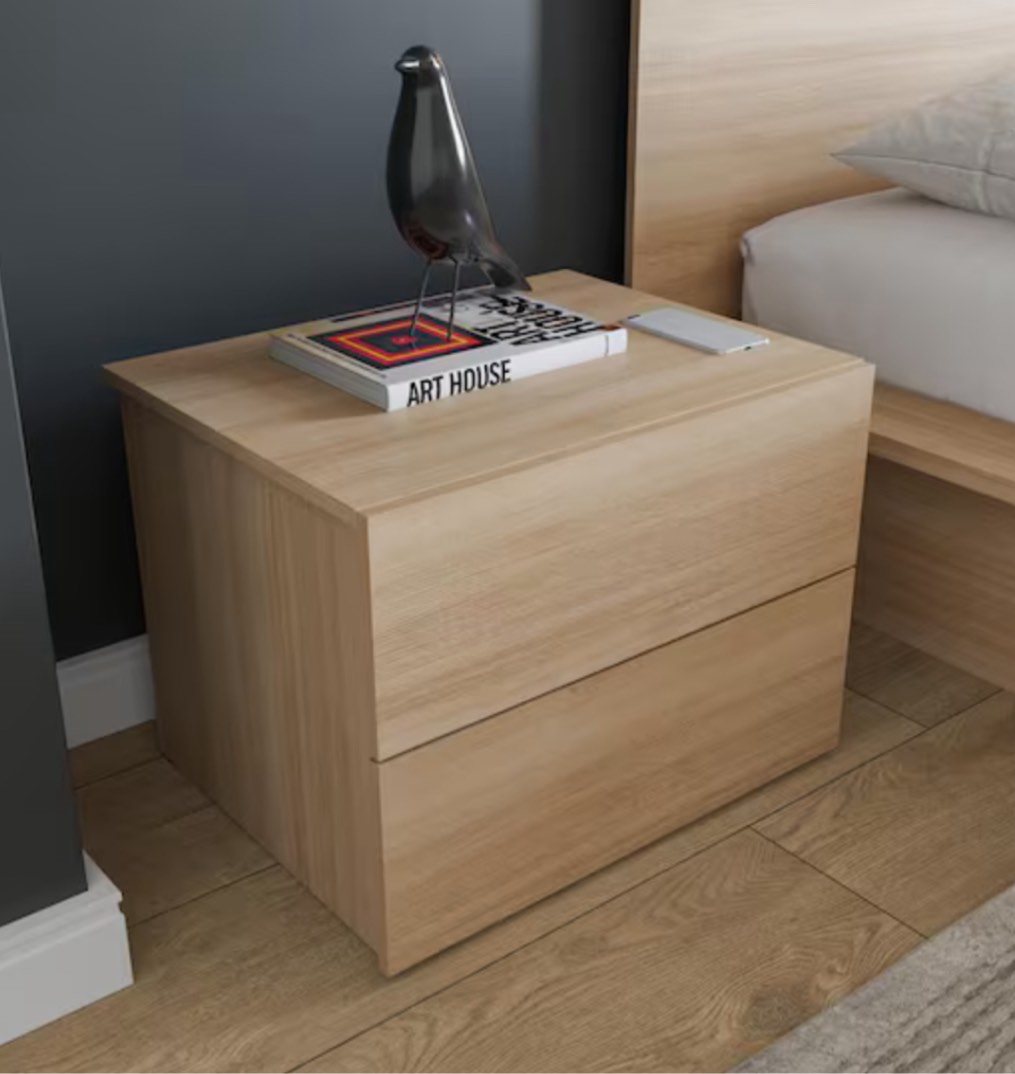 Nexera James Natural Blonde Oak 2 Drawer Nightstand