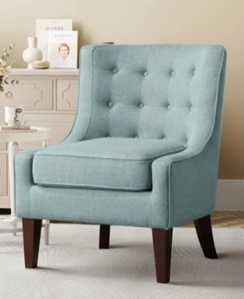 Lifestyle Solutions Michigan Accent Chair in Aqua Fabric Upholstery