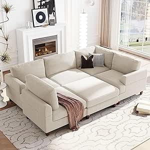 6 seater modular sofa beige (incomplete ottoman and corner chair only)