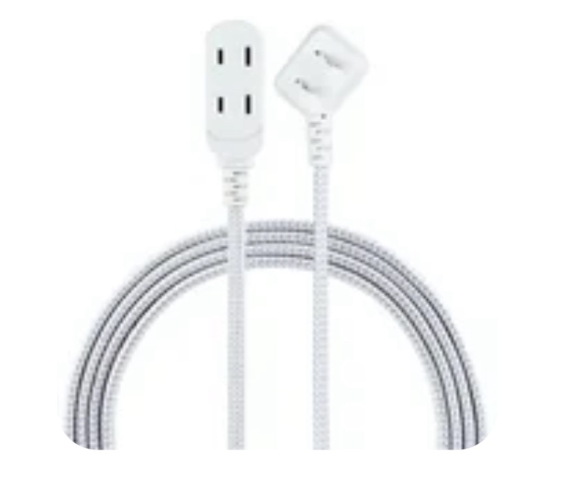 Cordinate Designer Extension Cord 3-Outlet Gray 8 ft Braided Cord 15A